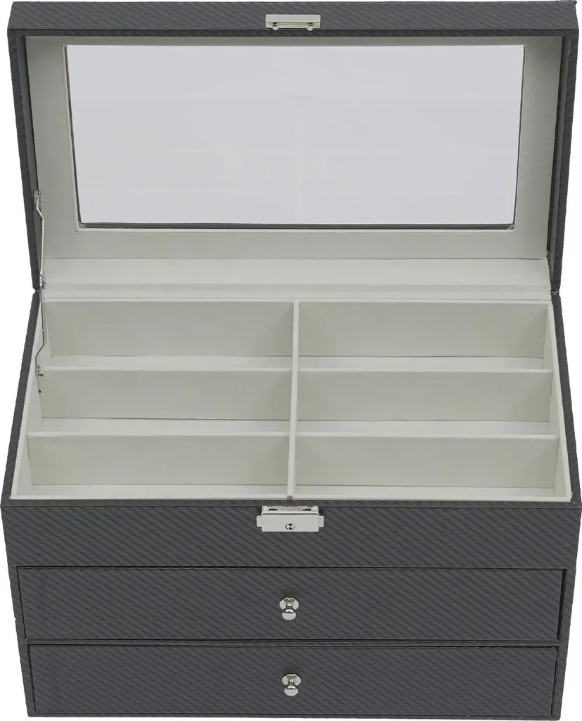 Cofanetto Porta Occhiali Luxury Black - 18 Vani con Coperchio in Vetro