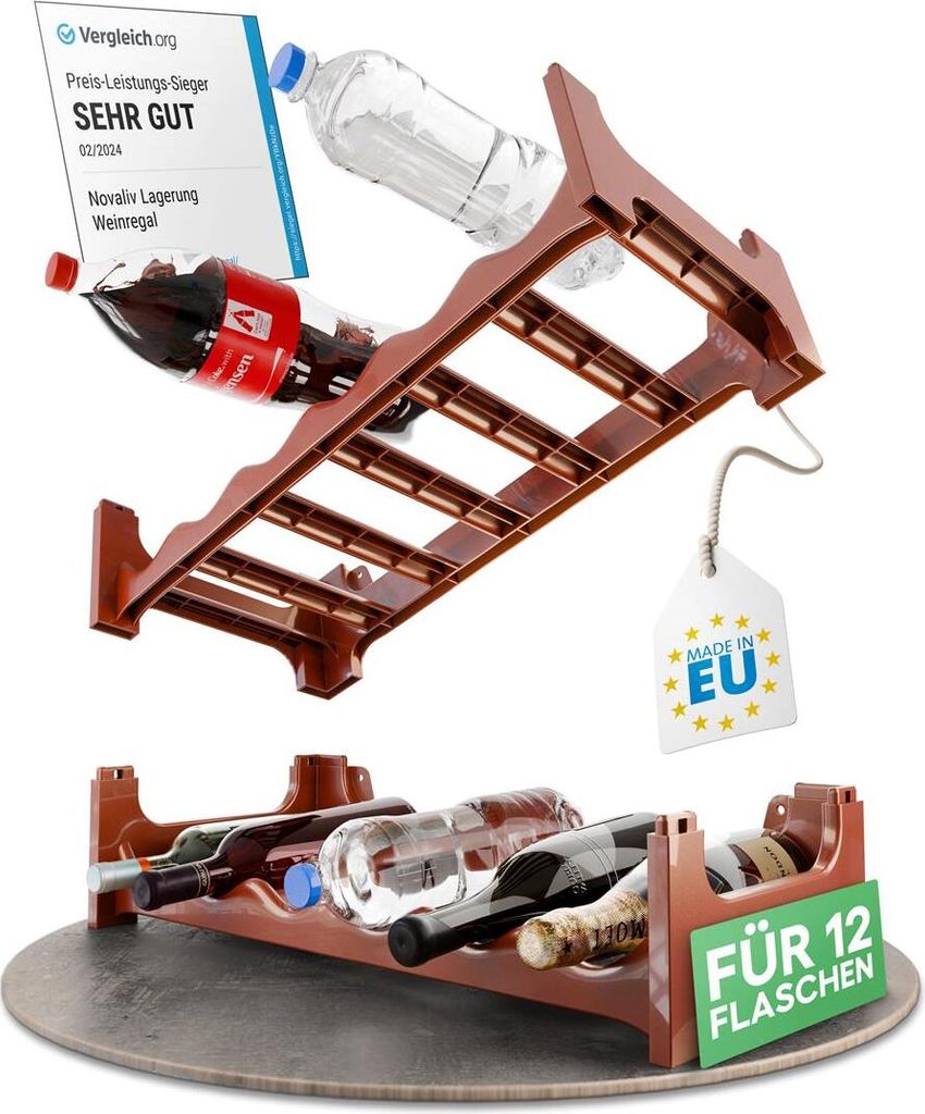 Novaliv Flaschenregal für 12 Flaschen | Weinregal braun | Produktbild 