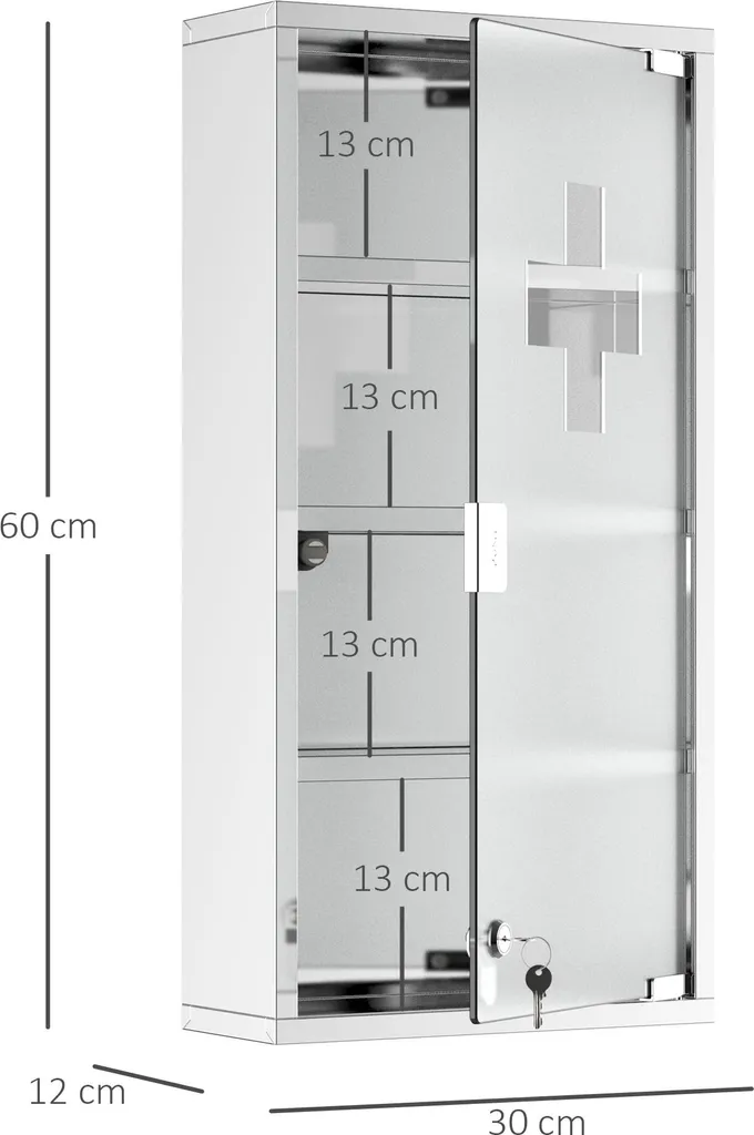 Armoire à médicaments murale inox avec serrure pour la maison