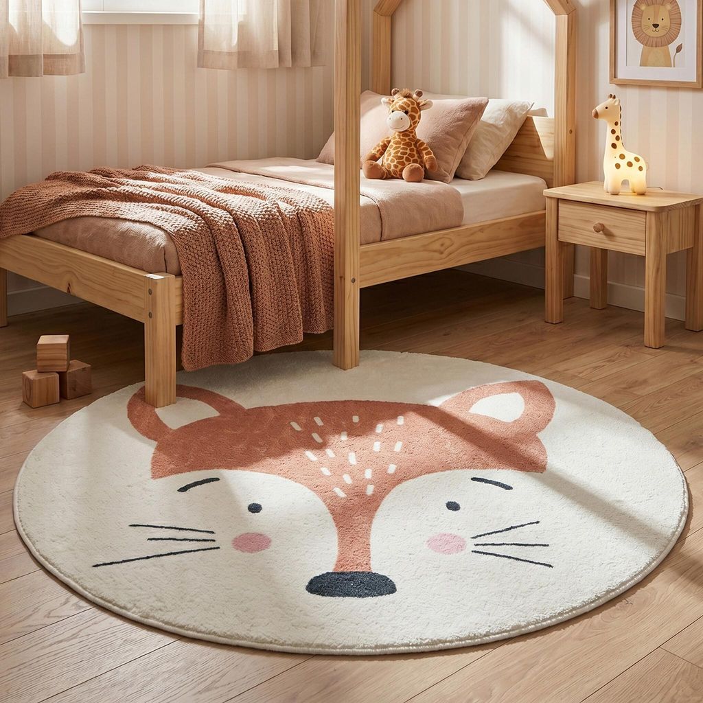 Volero - Waschbarer Spielteppich Rund - Sammy Fox Orange - Produktbild 