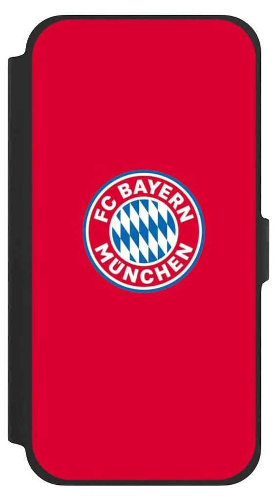NIVOCASE Klapphülle für Apple iPhone 13 Pro Max Handyhülle aus Kunst Leder NIVOflip schwarz FC Bayern München FCB Logo