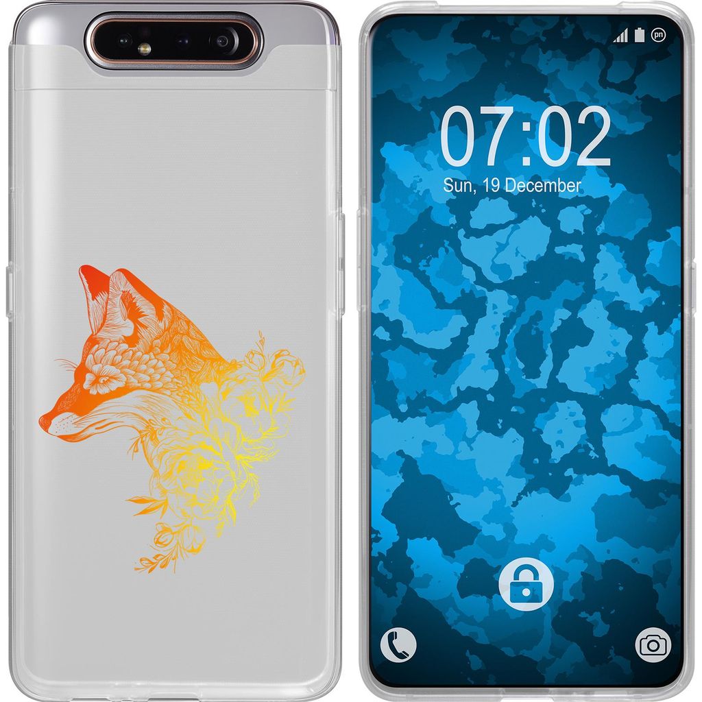 PhoneNatic Case kompatibel mit Samsung Galaxy A80 Silikon-Hülle Floral Fuchs M1-2