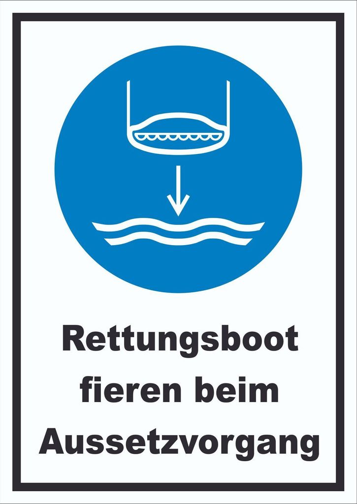 Rettungsboot fieren beim Aussetzvorgang Schild A1 (594x841mm)