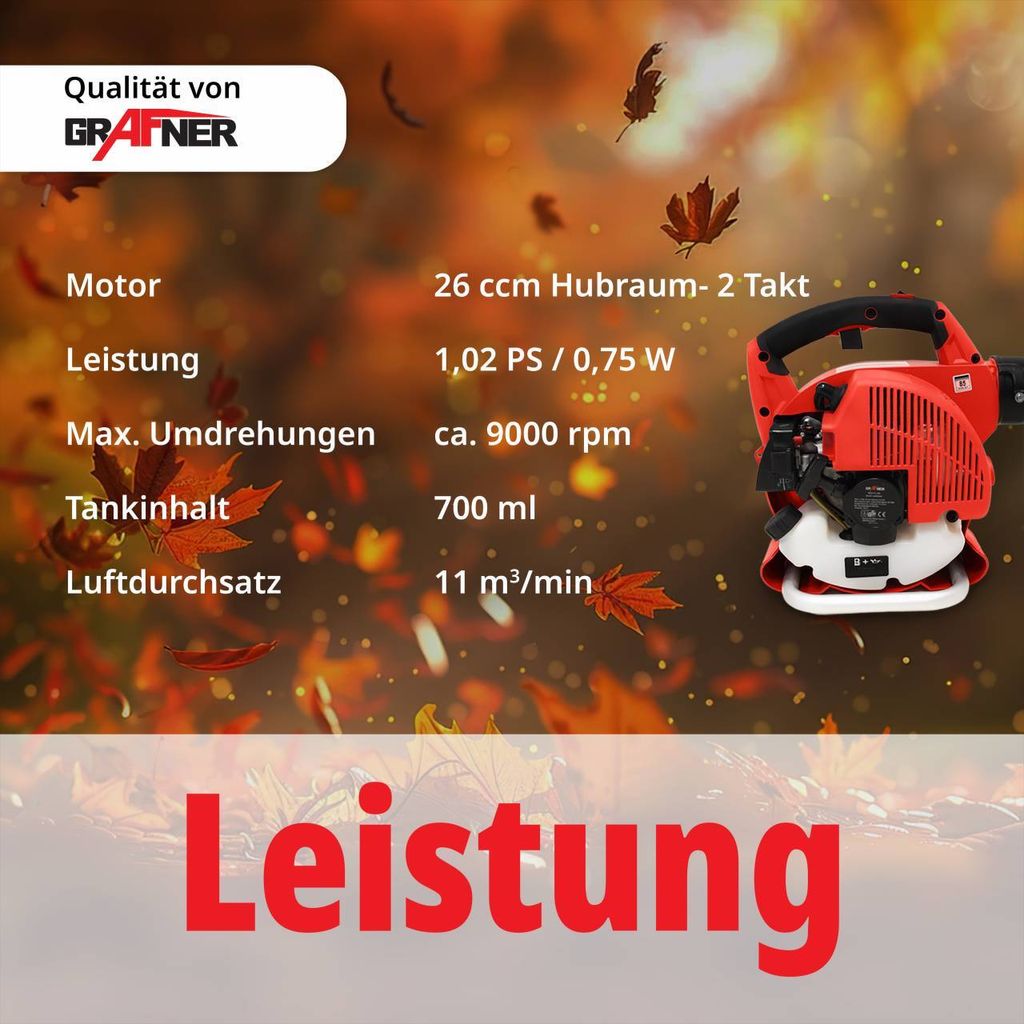 Grafner 3in1 Benzin Laubsauger & Gebläse mit Häcksler 35L Produktbild 4