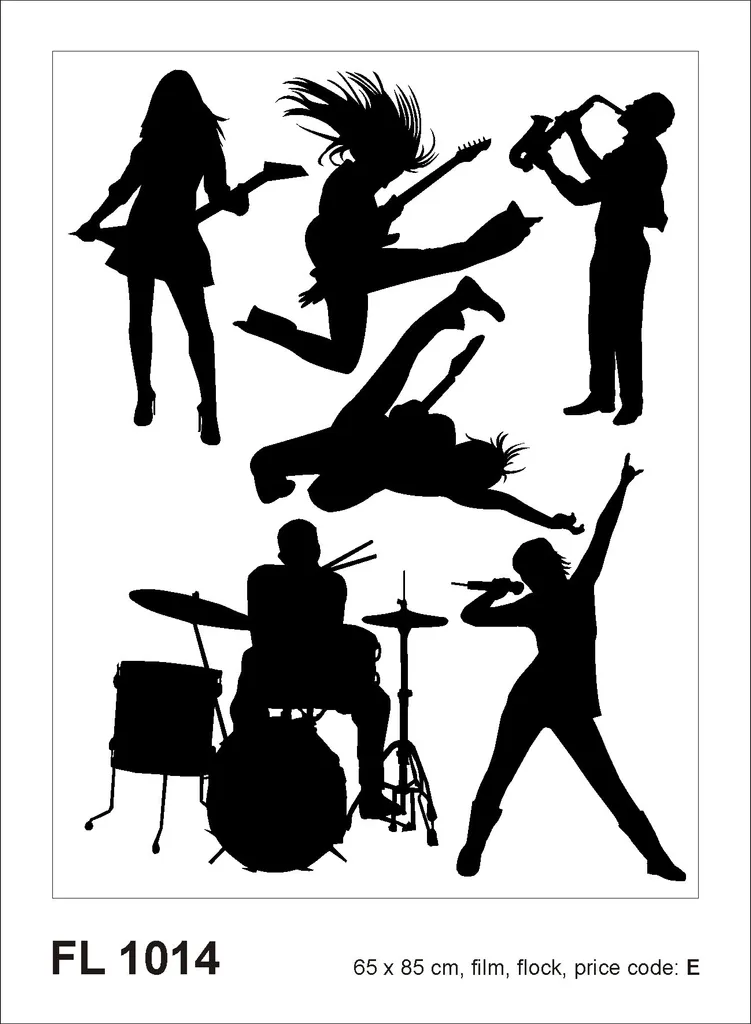 Décoration murale rock and roll noire pour chambre d'ado 85 x 65 cm