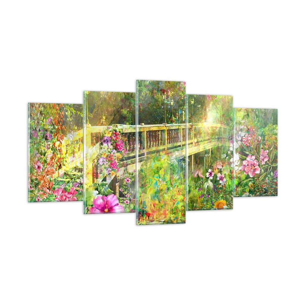 Bilder auf glas - Brücke Park Blume Frühling - 160x85cm - Glasbilder - Wandbilder - Kunstdruck - zum Aufhängen bereit - Wanddekoration aus Glas ...
