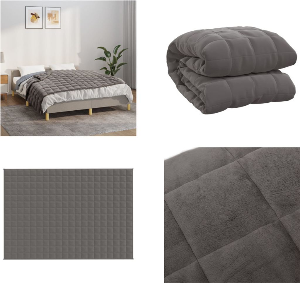vidaXL Gewichtsdecke Grau 137x200 cm 6 kg Stoff - Gewichtsdecke - Gewichtsdecken - Beschwerte Decke - Decke