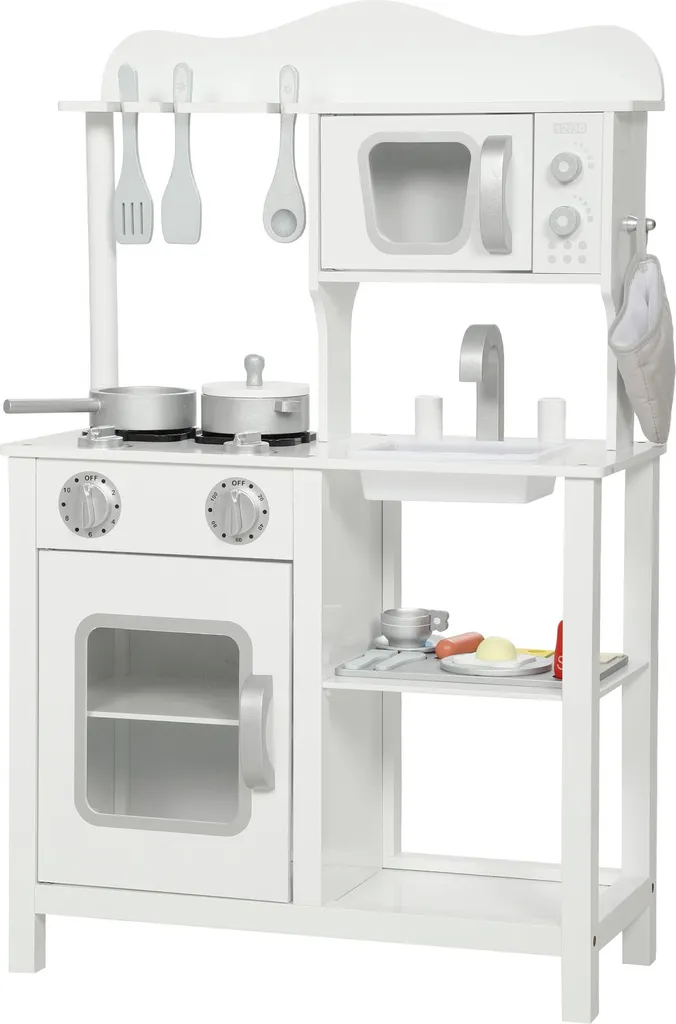 Cuisine Enfant en Bois Compacte 55x24x86 cm pour Petits Espaces sans Piles
