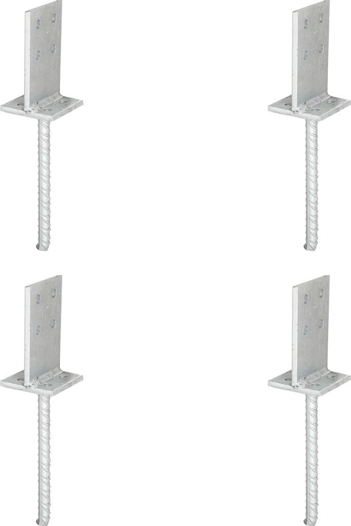 Alberts 4 x T-Pfostenträger mit Steg, Steg 130x80 mm, feuerverzinkt, zum Einbetonieren, Betonanker Ø16x200 mm, Platte 80 mm