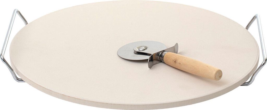 Pizzastein Ø 33 cm inkl. Pizzaroller und Metallständer
