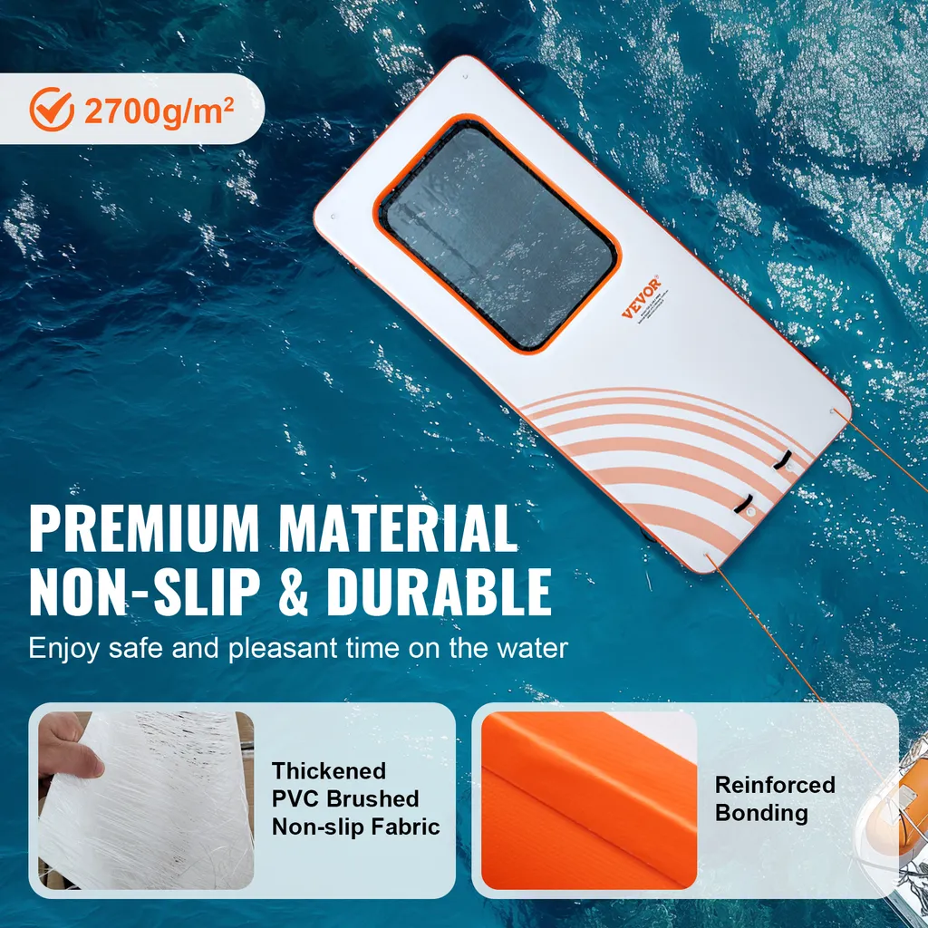 Tapis d'Eau Gonflable Robuste 4,5x2m avec Échelle et Sac de Transport