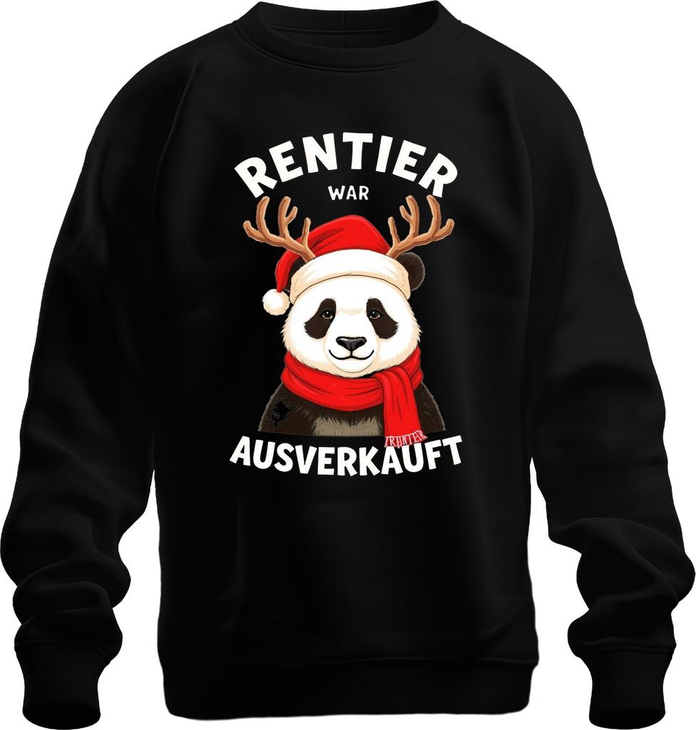 Rentier war t Panda Weihnachten lustig Geschenk Winter Uni Sweatshirt Pullover, Schwarz, 3XL