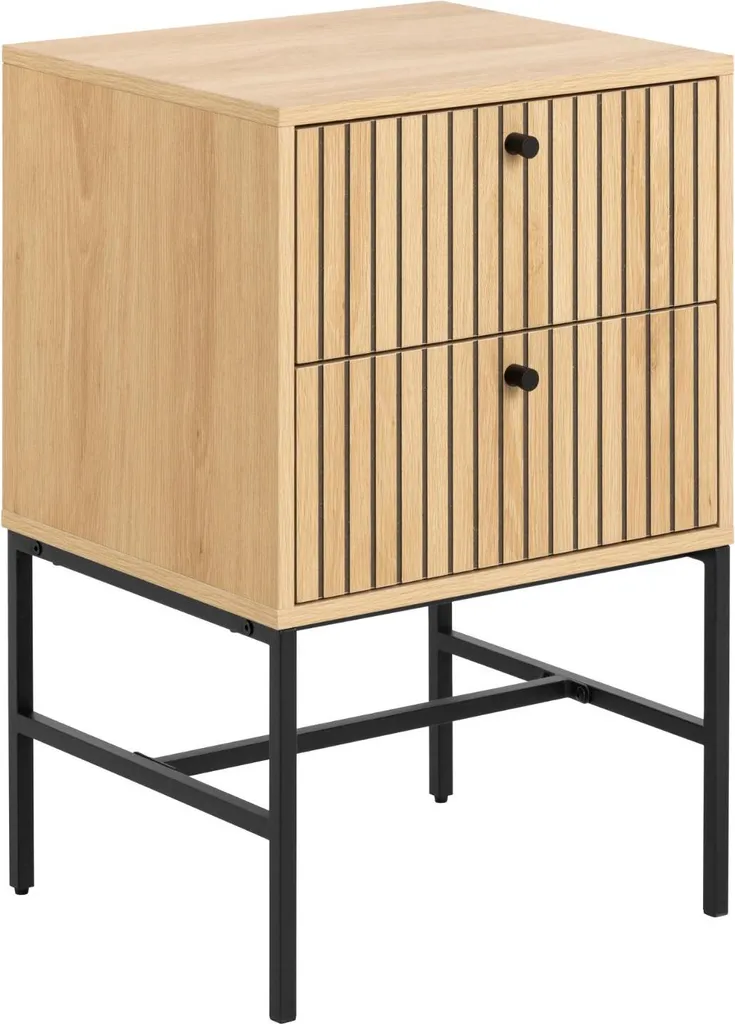 Table de nuit Albany 2 tiroirs nature - Meuble de chevet bois 40x35 cm