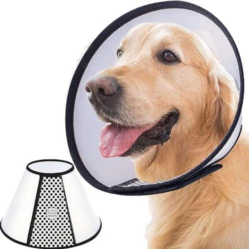 SUQ Haustier Kegel Einstellbar Halskrause, Halskrause für Haustiere, Haustiere Kunststoff Elisabethanischer Kragen Schutzkragen, Anti-Beißen Leck...