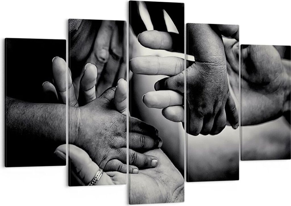 Bild auf Leinwand - Leinwandbild - 5 Teile - Hände Toleranz Gemeinschaft - 150x100cm - Wand Bild - Wanddeko - Wandbilder - Leinwanddruck - Bilder ...