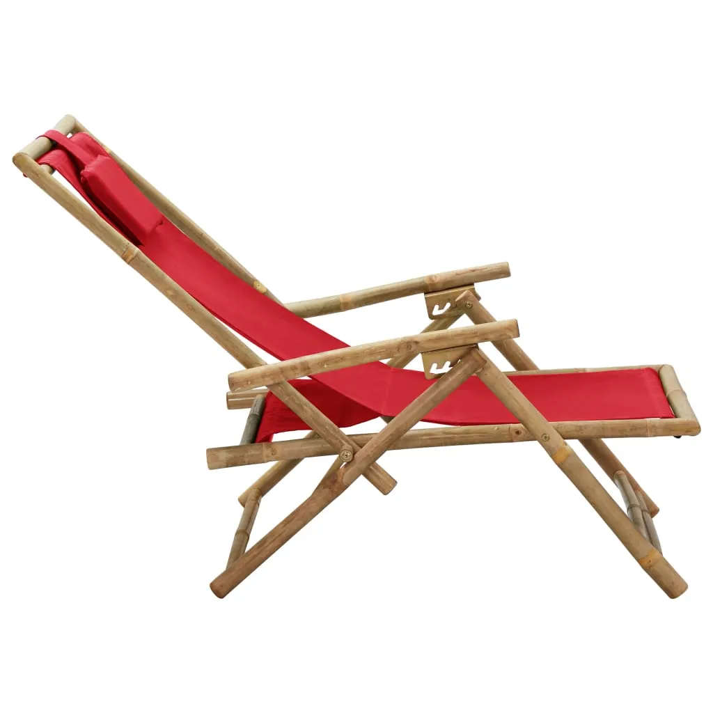 Sedia Relax in Bambù vidaXL Rossa: Comfort Naturale e Regolabile - 5