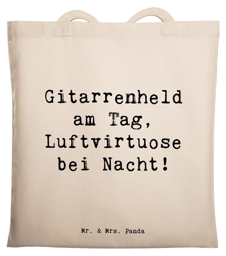 Mr. & Mrs. Panda Stoffbeutel Spruch Gitarrenheld - Transparent - Geschenk, Instrument, Melodie, Musik, Musiker, Akustik, Tasche, Uni, Jutebeutel, L...