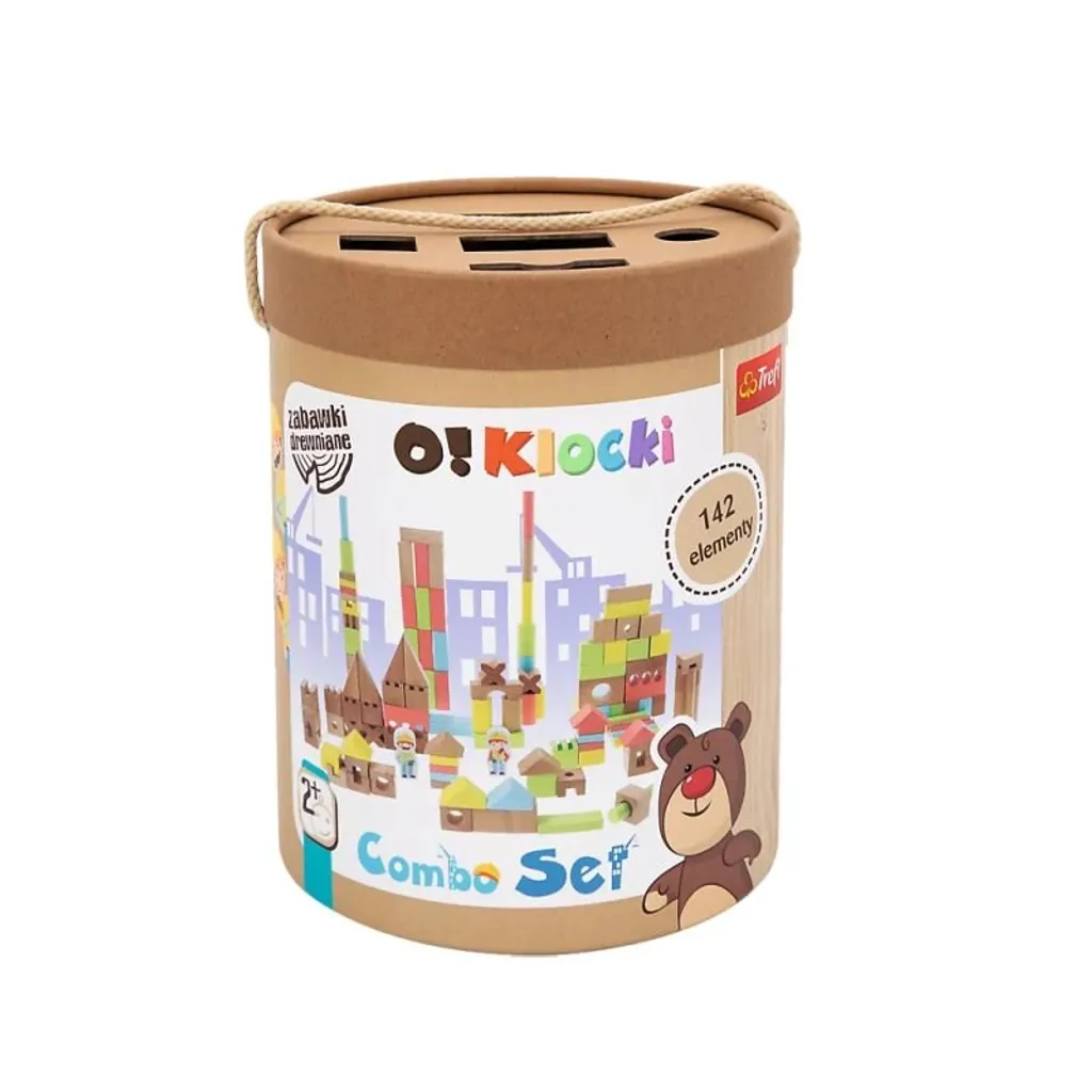 Jeu de blocs de construction en bois Trefl PROM - Set éducatif 142 pièces