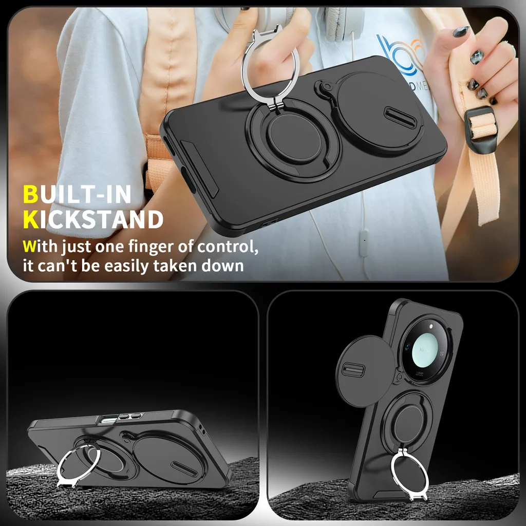 ESONG Coque pour Honor X30/Honor X9 5G/Honor Magic 4 lite Étui,TPU+PC Rigide Armure Protection Housse avec 2 Verre Trempé/Support Rotatif/Support De Voiture Magnétique,Anti-choc Case cover,Or rose