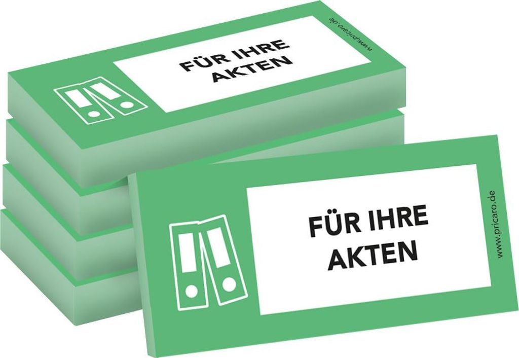 PRICARO Haftnotizen "Für Ihre Akten", grün, 100 Blatt, 5 Stück