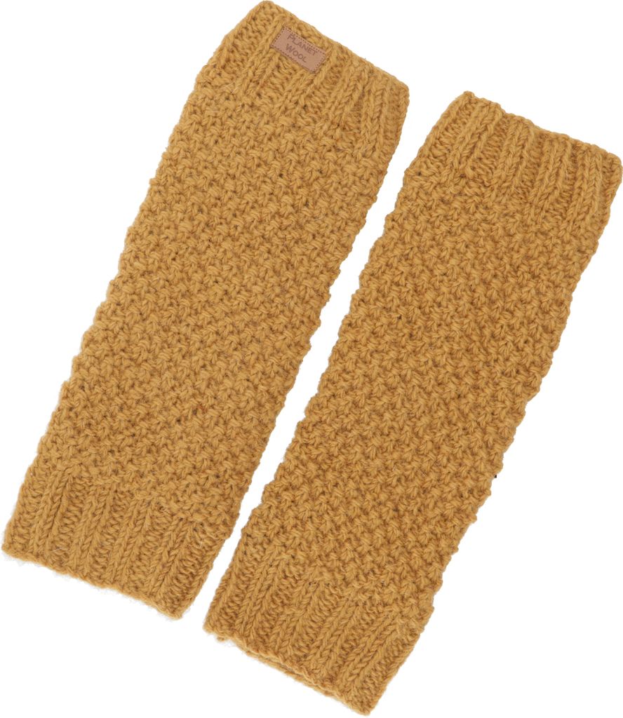 Wollstulpen mit Perlmuster, Strickstulpen aus Nepal, Beinstulpen - Mustard, Uni, Gelb, Wolle, 37*12 cm, Socken & Beinstulpen