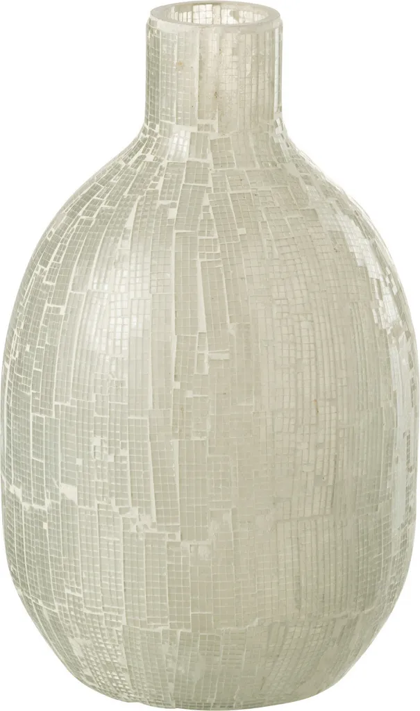 Vase Boule en Verre Gris Clair Effet Mosaïque - Décoration de Table J-Line