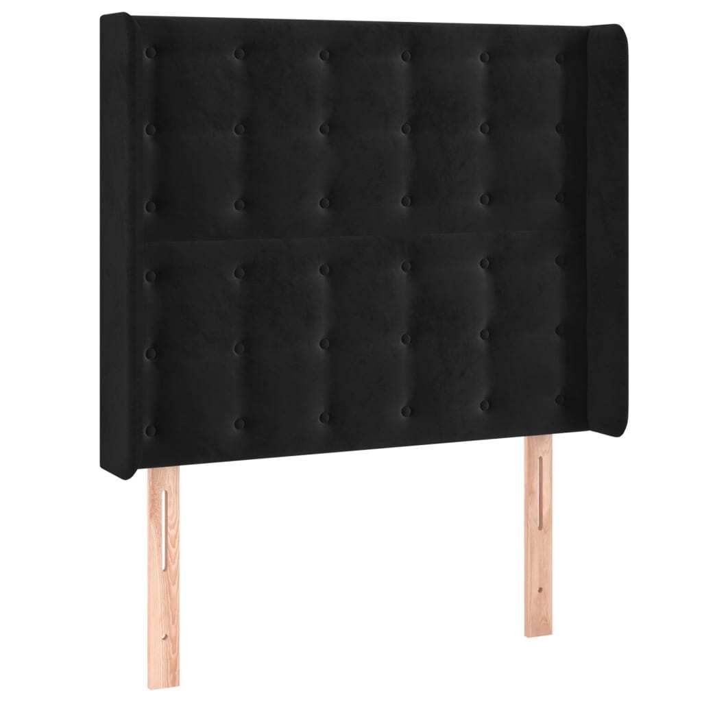 vidaXL Kopfteil mit Ohren Schwarz 83x16x118/128 cm Samt