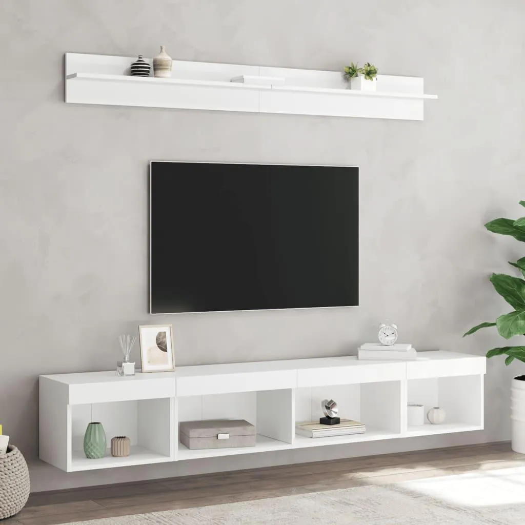 Mobili TV Sospesi con LED Maison Exclusive Bianco: Set 5 Pezzi Elegante - 4