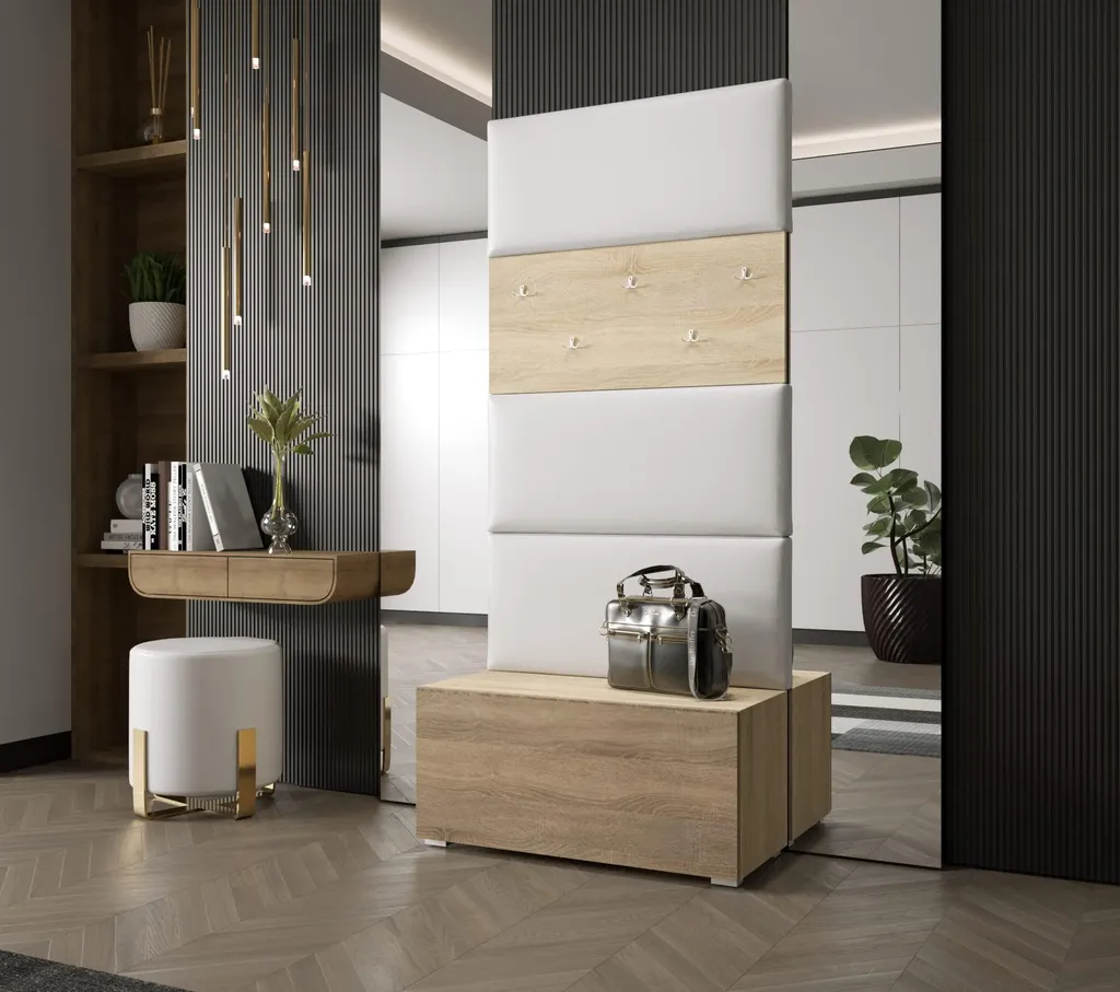 Meuble Entrée Design Mat avec Armoire Chaussures et Miroir Intégré