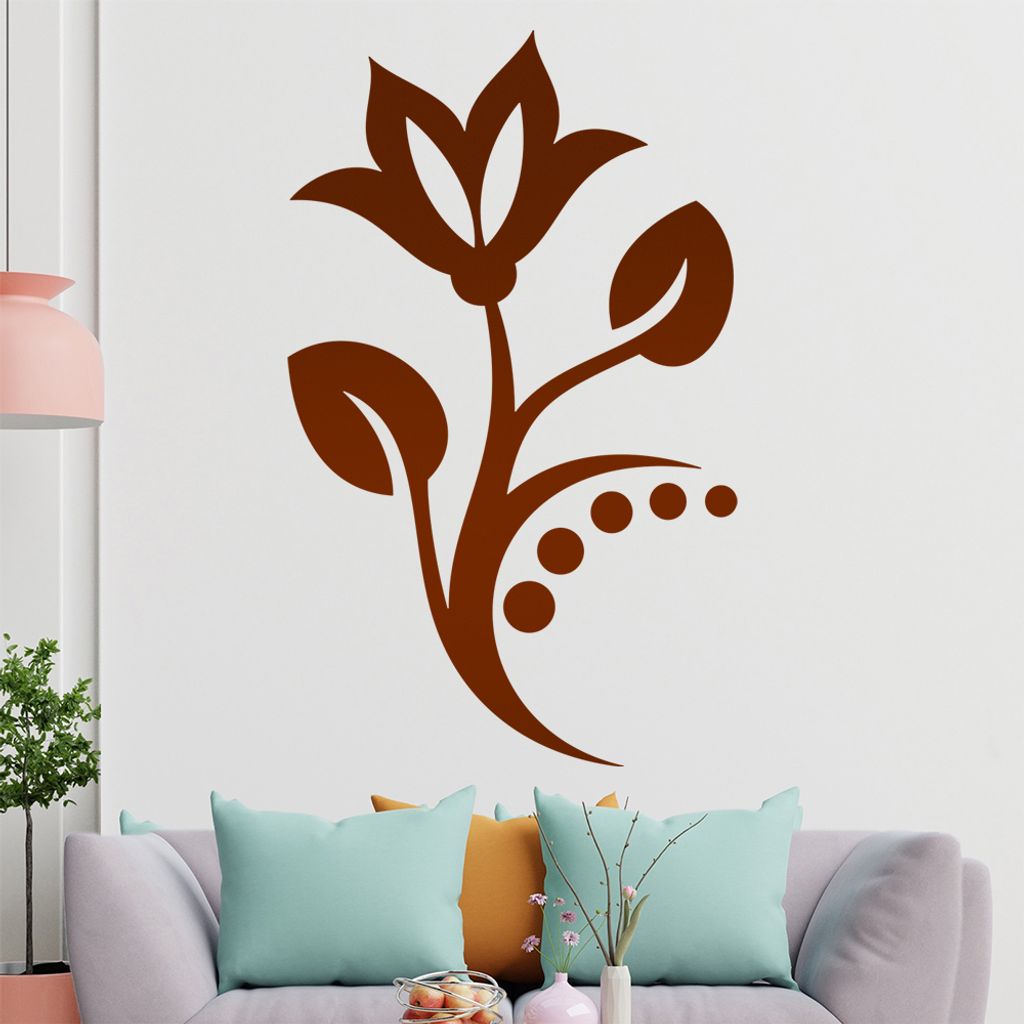 Blume - Linien Punkte Wandtattoo in 6 Größen - Wandaufkleber Wall Sticker - Dekoration, Küche, Wohnzimmer, Schlafzimmer, Badezimmer