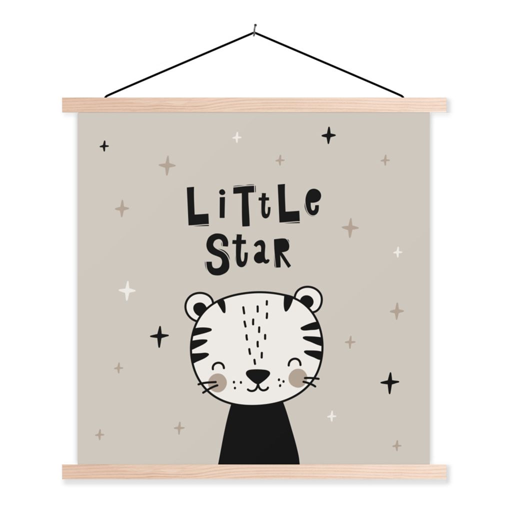 MuchoWow Textilposter Kleiner Stern - Zitate - Kinder - Baby - Jungen - Mädchen 120x120 cm mit holzfarbenen Rahmen - Textil-Poster