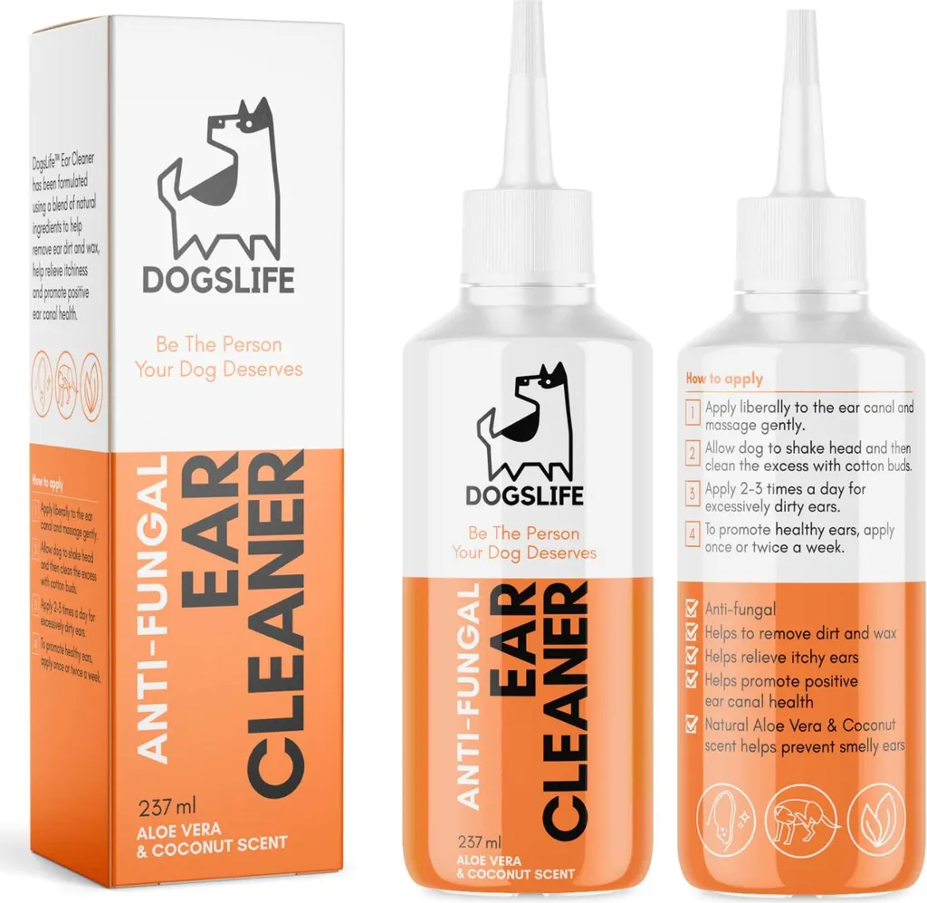Detergente per orecchie 237ml Trattamento naturale per cani e gatti ALOE COCONUT