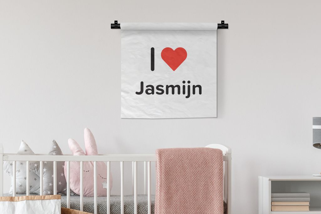 MuchoWow Wandteppich Wandbehang Ich liebe - Jasmine - Mädchen 60x60 cm Tapisserie Dekoration Wandtuch - Dekorationen - Wand Decke