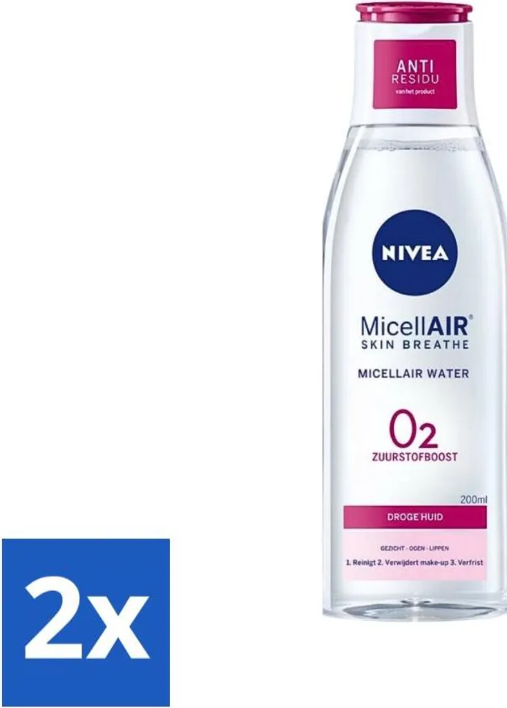 Nivea - O2 Oxygen Boost Acqua Micellare - Pelle secca - 200 ml - Confezione risparmio - 2 pezzi
