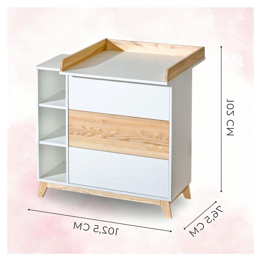Wickelkommode - Wickeltisch 102,5 x 102 x 76,5 cm - Komplettset für das Babyzimmer - Funktionale Möbel für das Kinderzimmer - Bequemer Wickeltis...