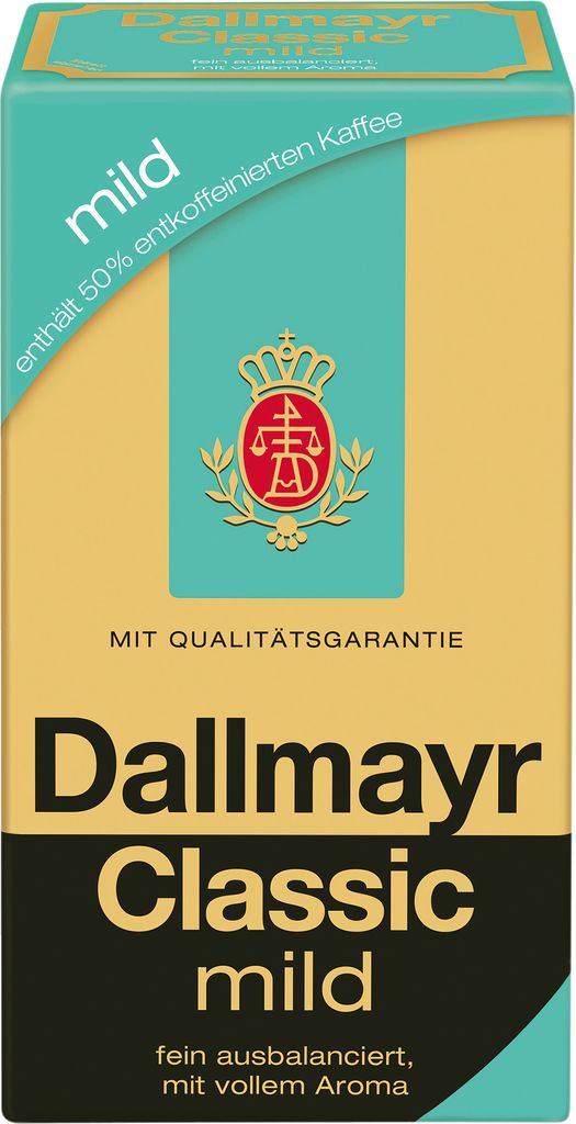 A product package for Dallmayr Classic mild coffee.