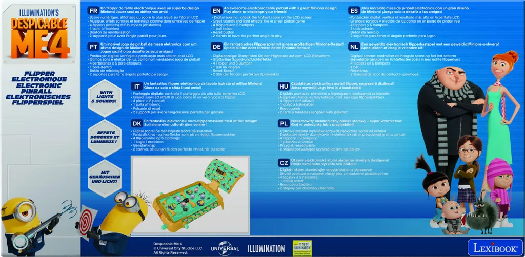 Jeu de Flipper de table électronique Minions avec effets sonores et LED