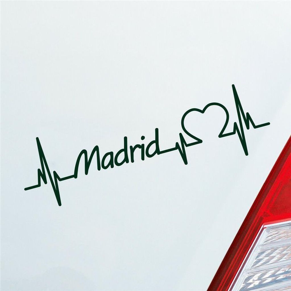 Auto Aufkleber Madrid Herz Herzschlag 19x6 cm Dunkelgrün Sticker Heckscheibenaufkleber