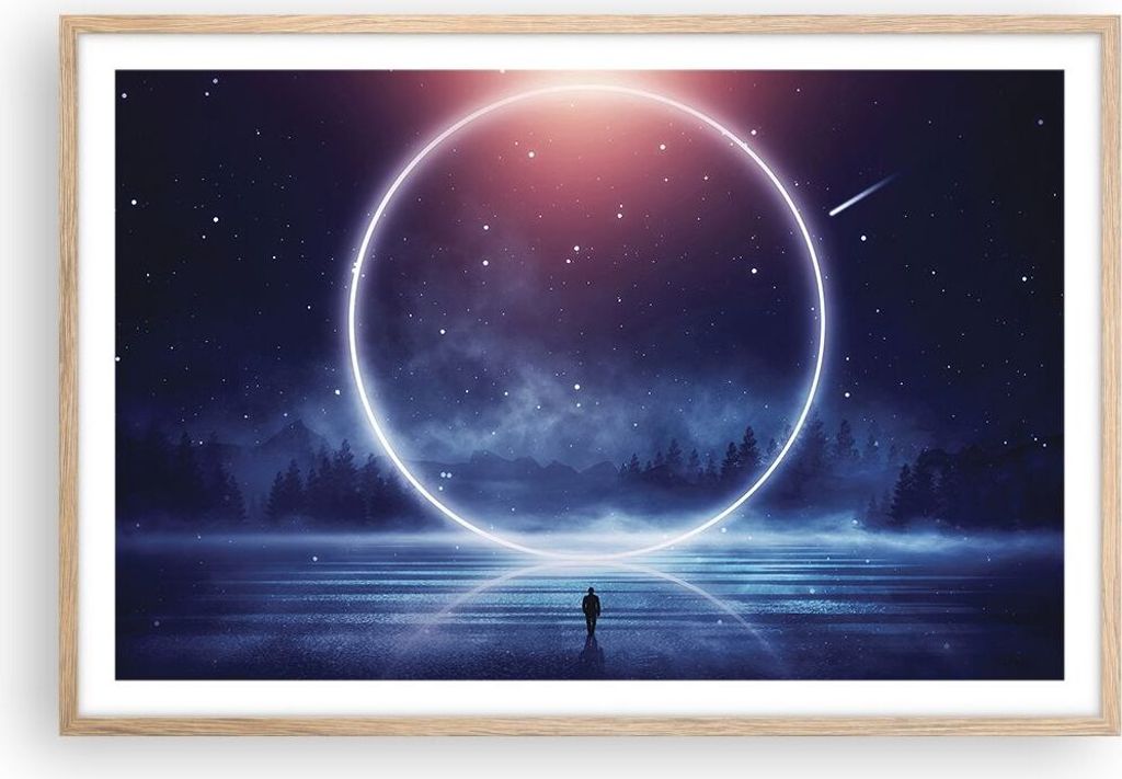 Gerahmtes Poster - Rahmen in heller Eiche - Fantasie Ring Produktbild 