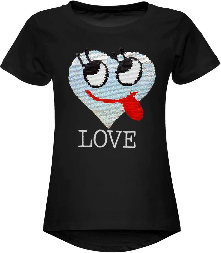 BEZLIT Mädchen Wende Pailletten T-Shirt mit Herz-Motiv Schwarz 110