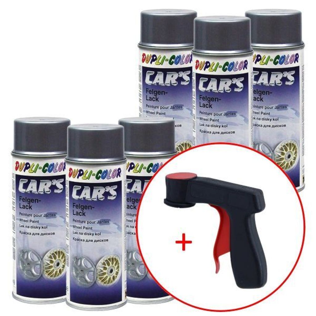 Car's Rallye Lack Alu-Felgensilber 6x400 ml. + 1 Spraydosen Handgriff