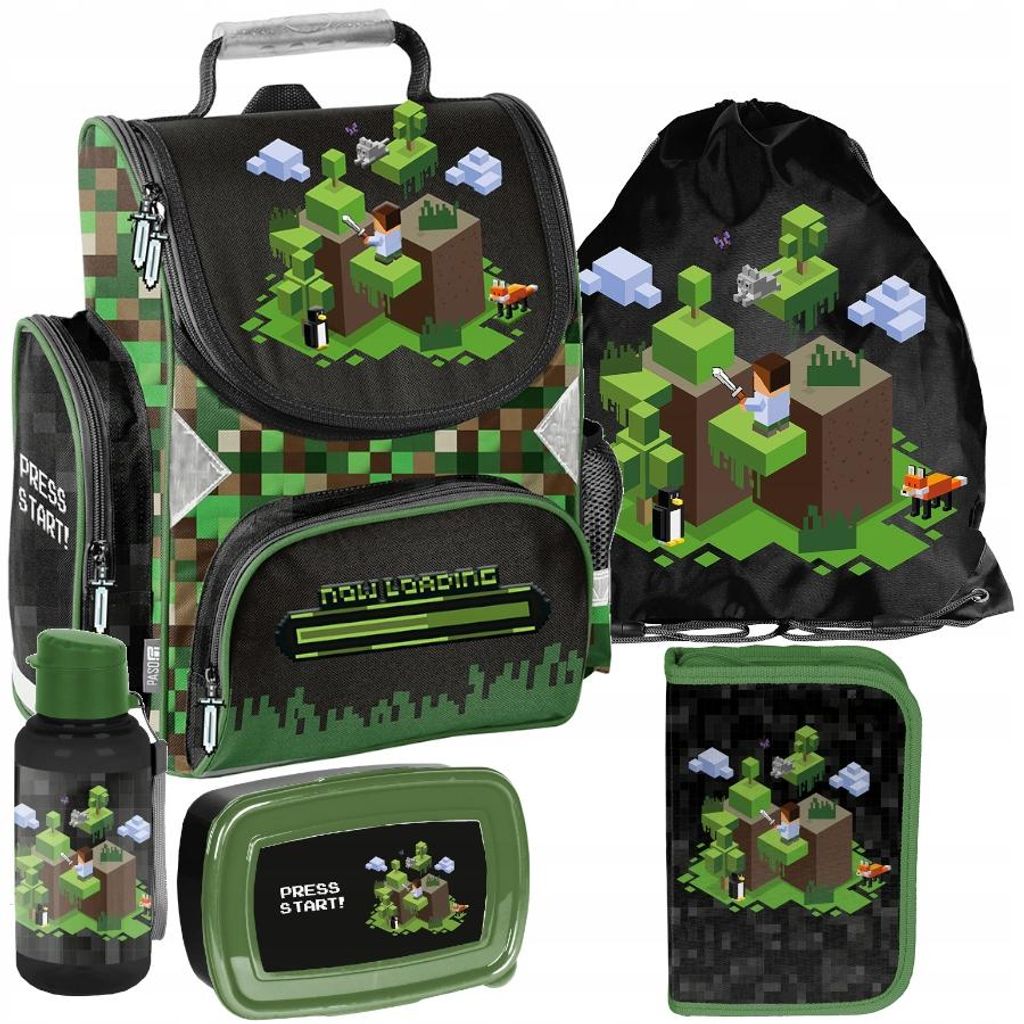 Schulranzen 5-tlg. Set für Mädchen & Jungen PIXELS – Paso Produktbild 