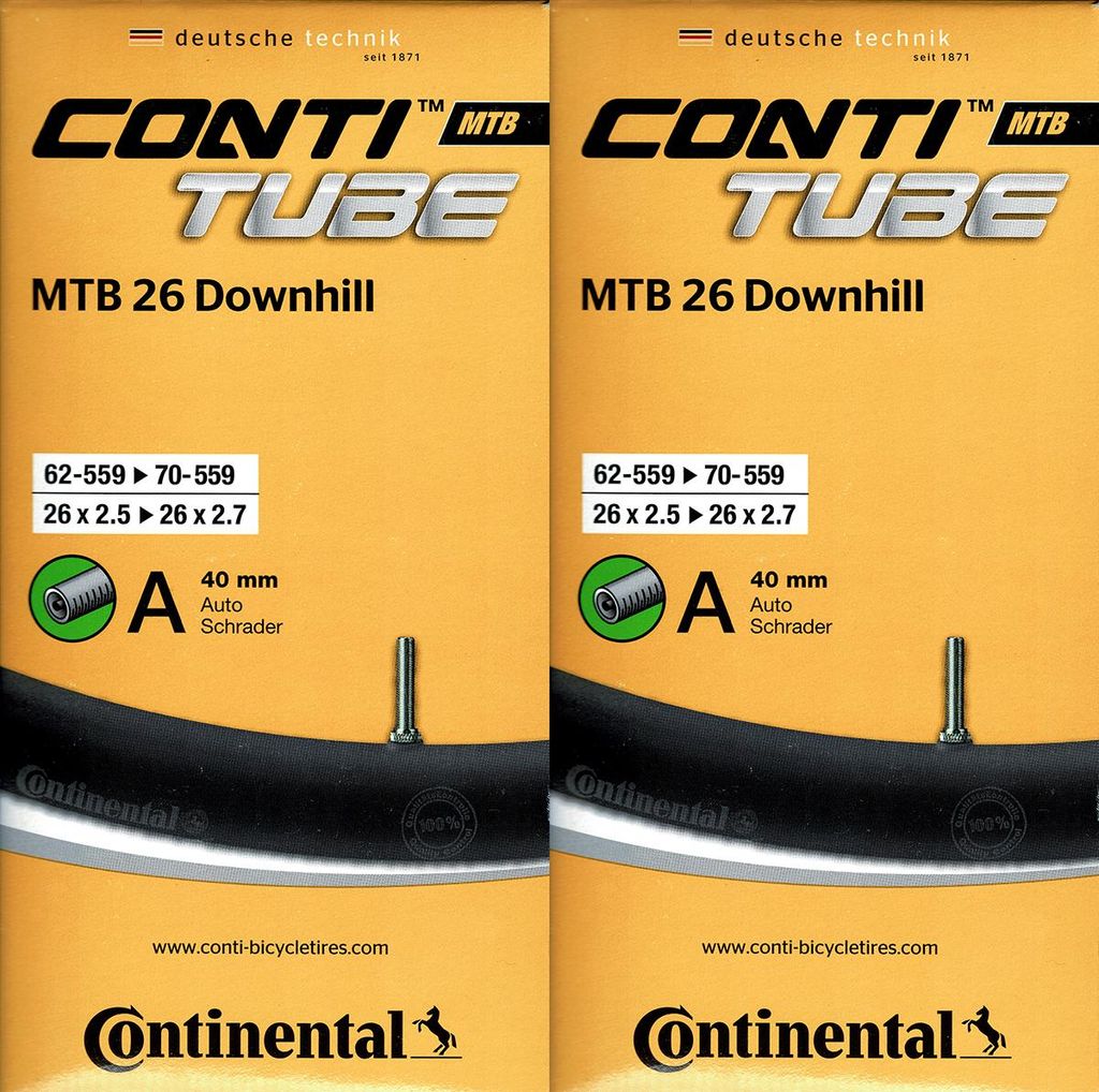 2x Continental MTB 26 Downhill Schlauch 26 Zoll AV (57/70-559) AV 40mm