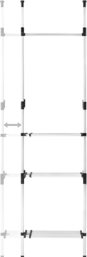 Teleskop-Garderobe mit Stangen und Regal Aluminium , Produktbild 7