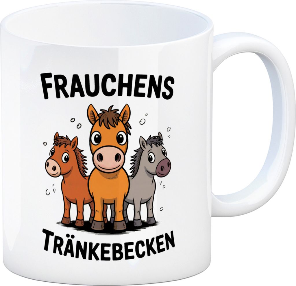 Cartoon-Pferde Frauchens Tränkebecken Kaffeebecher für Pferdeliebhaber