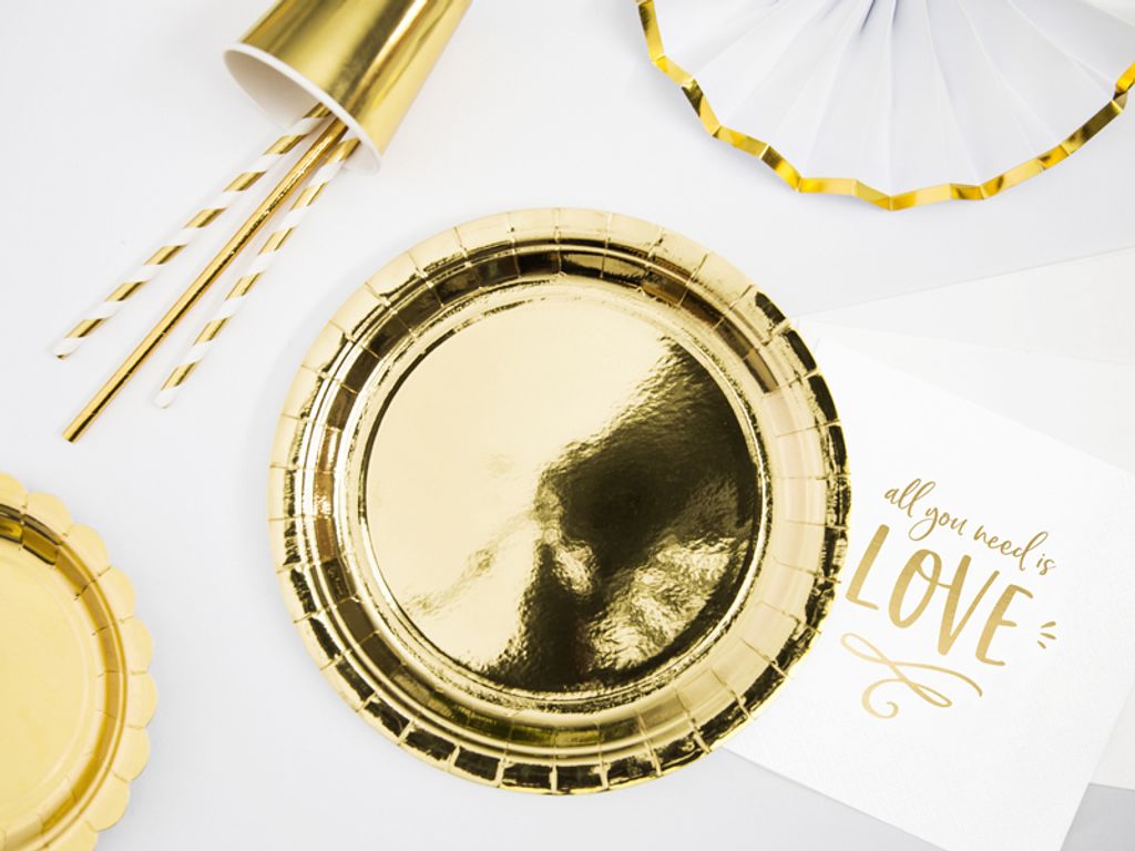 Pappteller 'Hello Baby Gold' – 23 Cm, 8 Stück, Für Babyparty & Geschlechtsenthüllung