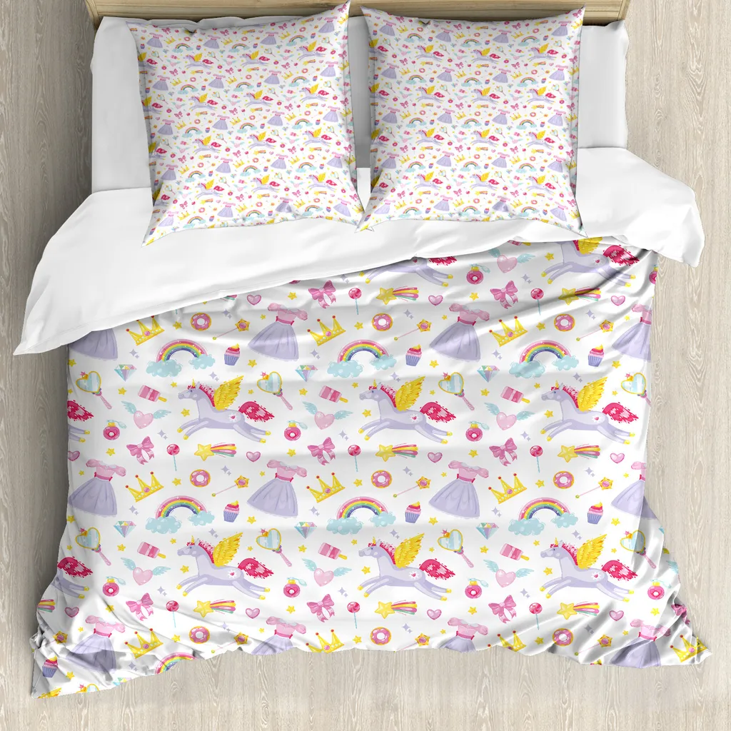 Housse de couette anti-acariens arc-en-ciel 155x220 cm hypoallergénique