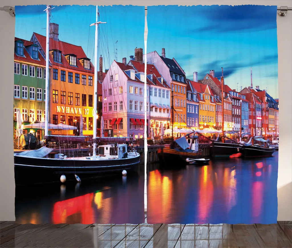 ABAKUHAUS Rideau Rustique Nyhavn Bleu Ciel avec Crochets 280x225 cm