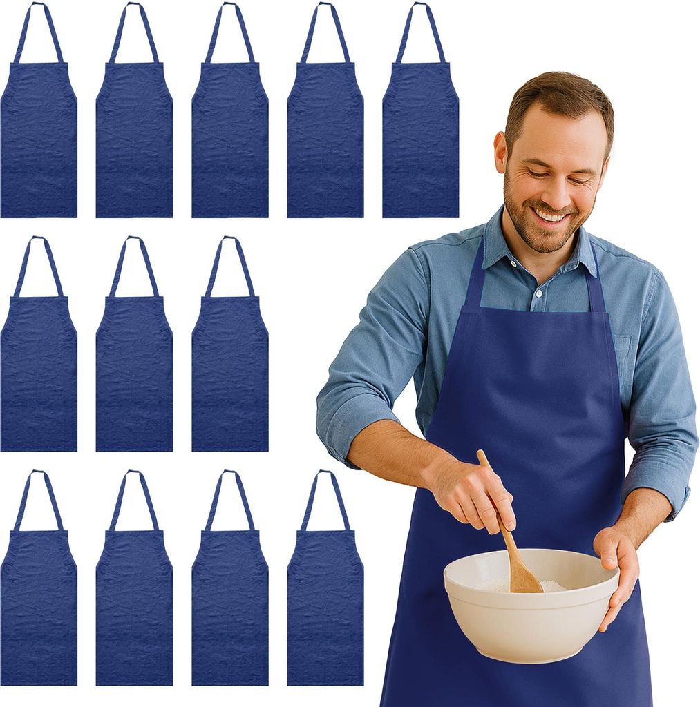 Nicola Spring Küchenschürzen aus Baumwolle, Einheitsgröße, Marineblau, 12er-Pack