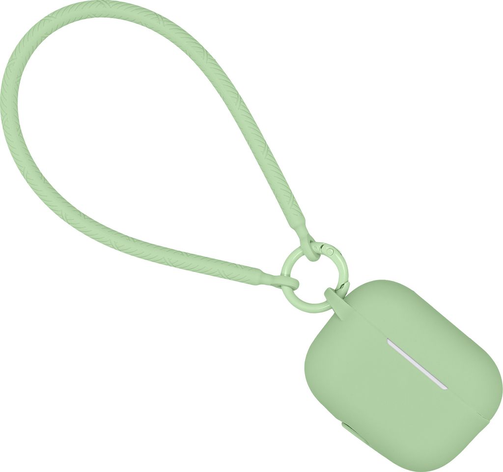 kwmobile Hülle kompatibel mit Apple Airpods Pro 2 Kopfhörer - Silikon Schutzhülle Etui Case Cover - mit Handschlaufe Matcha Grün